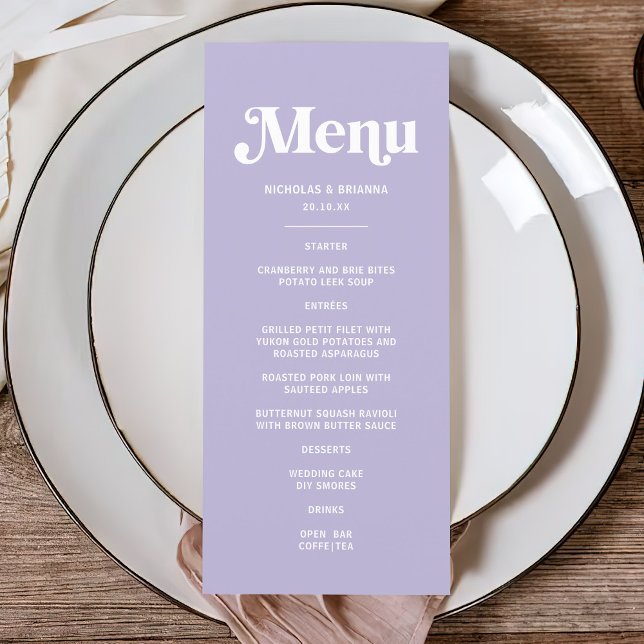 Simple Purple Lavender Wedding Menu (Creator Uploaded)