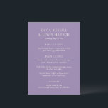Simple Purple Modern Wedding Menu<br><div class="desc">Modern wedding menus featuring a clean and simple design with bold fonts.</div>