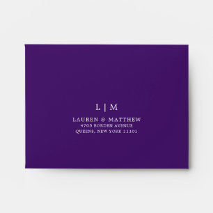 Simple Purple Monogram Elegant RSVP Wedding Envelope