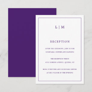 Simple Purple Monogram Elegant Wedding Enclosure Card
