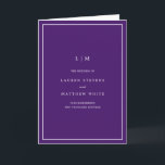 Simple Purple Monogram Elegant Wedding Program<br><div class="desc">Simple folded wedding program featuring a modern yet elegant design. The cover has your two initial monogram along with your wedding details in white over a purple background. The inside has your wedding party on the left side and your order of ceremony on the right side. The backside has your...</div>