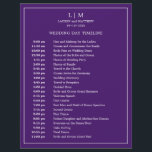 Simple Purple Monogram Elegant Wedding Timeline<br><div class="desc">Simple Wedding Timeline featuring a modern yet elegant design with your two letter monogram at the top and your details surrounded by a thin border. All text is in white over a purple background and may be changed to any colours you wish by clicking the "customise" button. A chic and...</div>