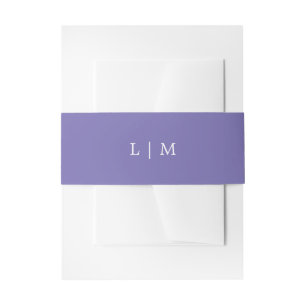 Simple Purple Monogram Minimal Elegant Wedding Invitation Belly Band