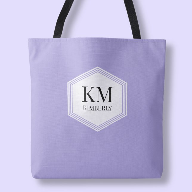 Simple Purple Monogram Modern Personalised Name Tote Bag (Simple Purple Monogram Modern Personalized Name Tote Bag)