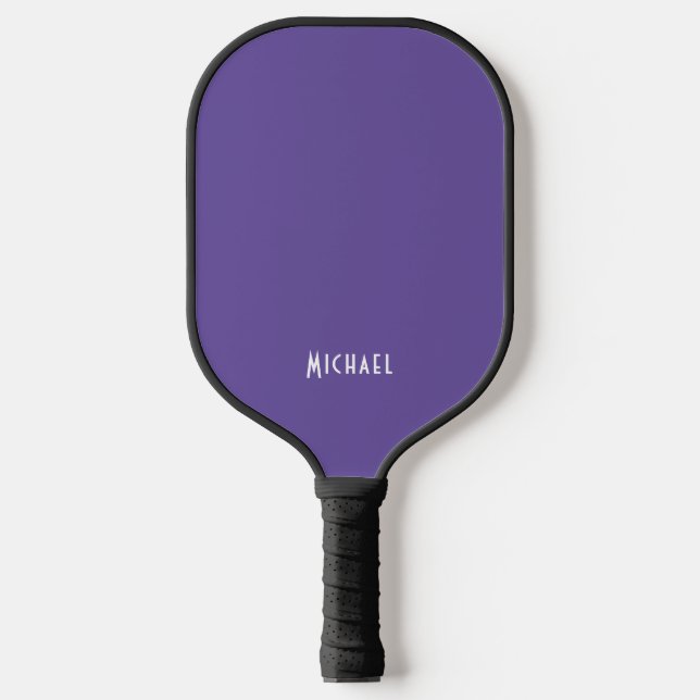 Simple Purple Monogram Name Pickleball Paddle (Front)