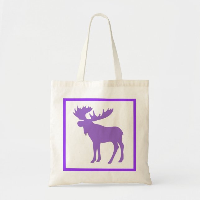 Simple purple moose reusable grocery bag (Front)