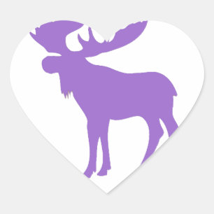 Simple purple moose symbol heart sticker