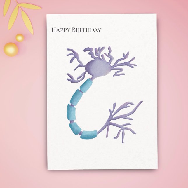 Simple Purple Neuron Myelin Happy Birthday Card (Creator Uploaded)