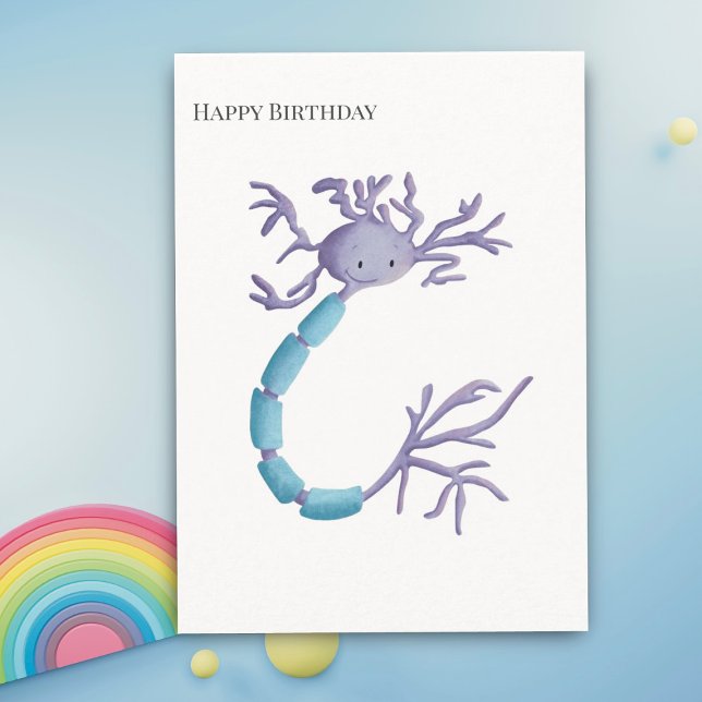 Simple Purple Neuron Myelin Sheath Happy Birthday Card (Creator Uploaded)