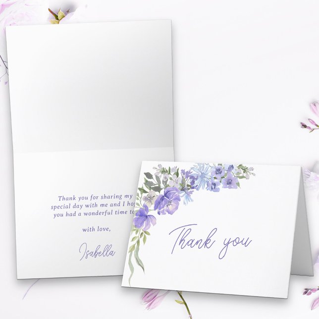 Simple Purple Peri Floral Thank You Card (Creator Uploaded)