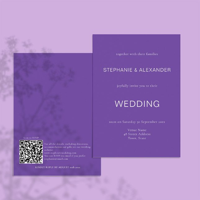 Simple Purple QR Code Wedding Invitation (Creator Uploaded)