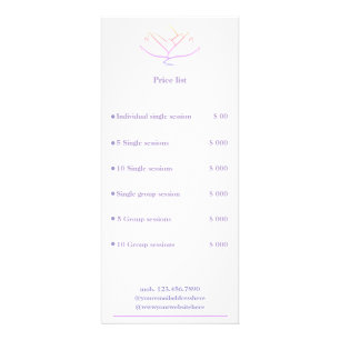 Simple Purple & Rainbow Lotus Flower Price List Rack Card