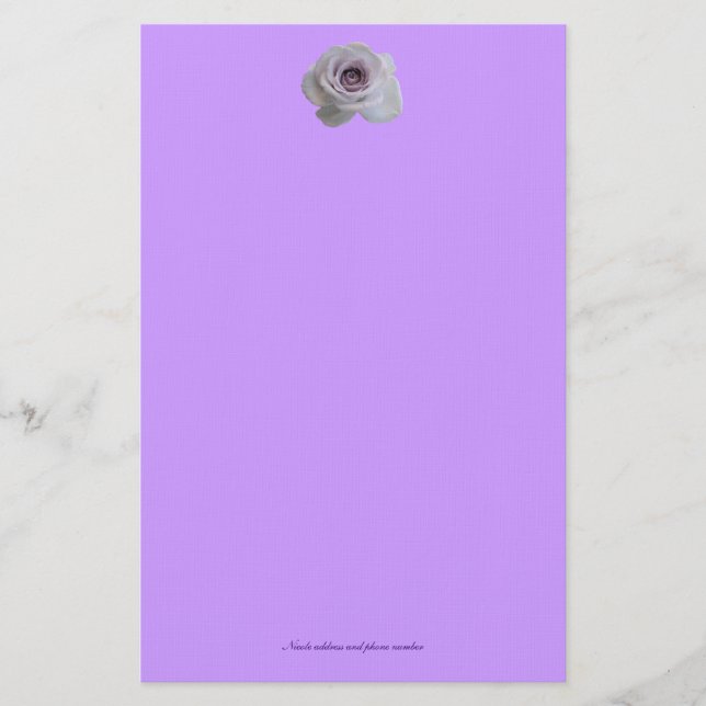 Simple Purple rose Stationery (Front)