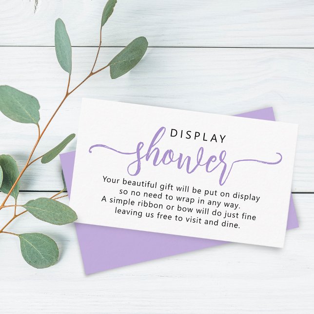 Simple Purple Script Display Shower  Enclosure Card (Simple Purple Script Display Shower Enclosure Card)