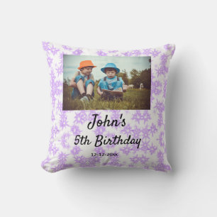 simple purple sparkle glitter birthday add your cushion
