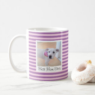 Simple Purple Striped Add Photo Best Mum Ever Coffee Mug
