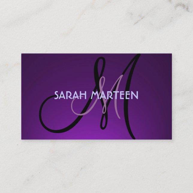 Simple purple theme monogram custom cards (Front)