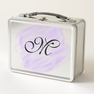 simple purple watercolor splashes pastel add name metal lunch box