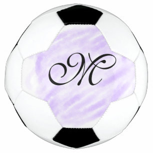 simple purple watercolor splashes pastel add name soccer ball