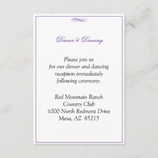 Simple Purple Wedding Enclosure Accommodation Card