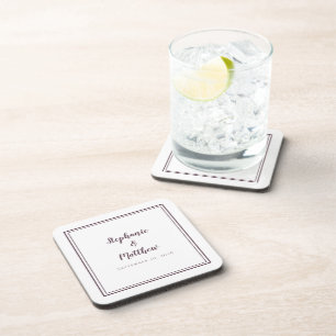 Simple Purple Wedding Modern Minimalist Newlywed Coaster