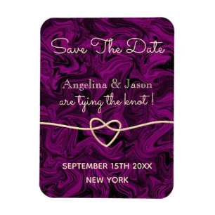 Simple Purple Wedding Save The Date Invitation Magnet