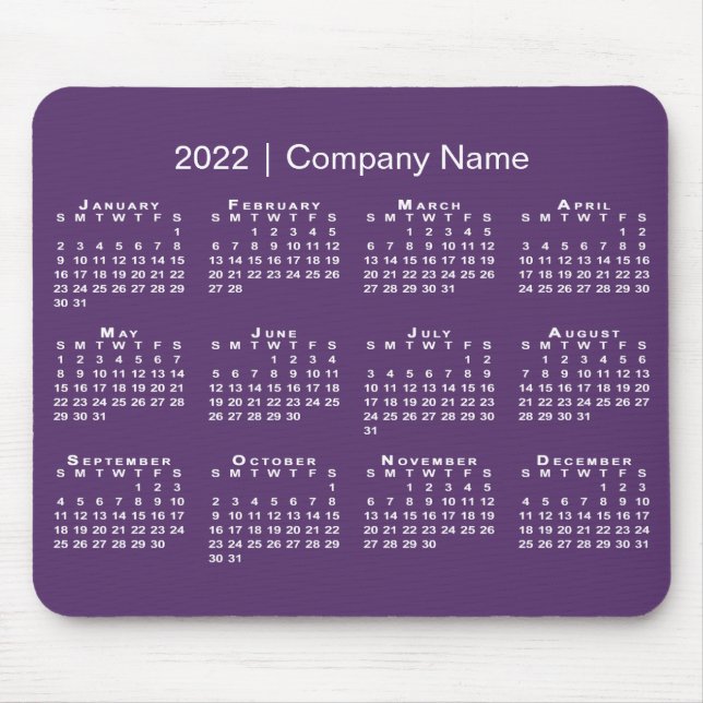 Simple Purple White 2022 Calendar Company Name Mouse Pad (Front)