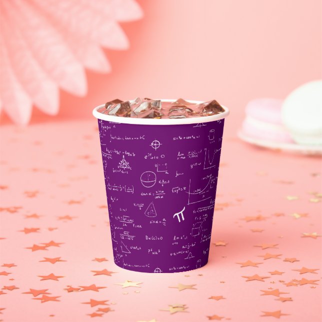 Simple Purple White Math Pattern Paper Cups (Insitu)