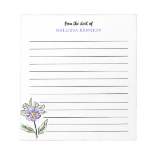 Simple Purple Wildflower Lined From The Desk Of Notepad