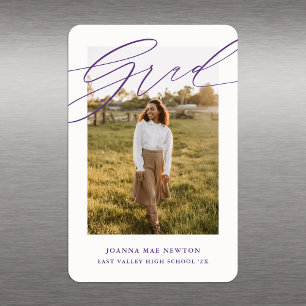 Simple Purple Yellow Photo Graduation Announcement Magnet