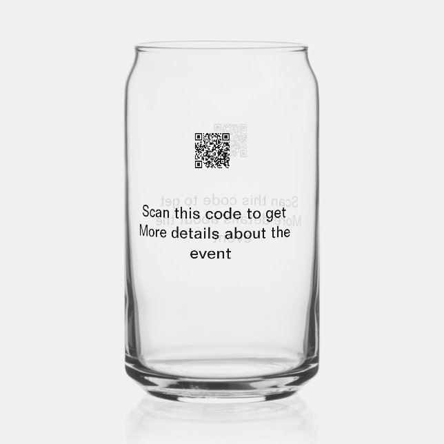 Simple Q R code scan business event template atext Can Glass (Front)
