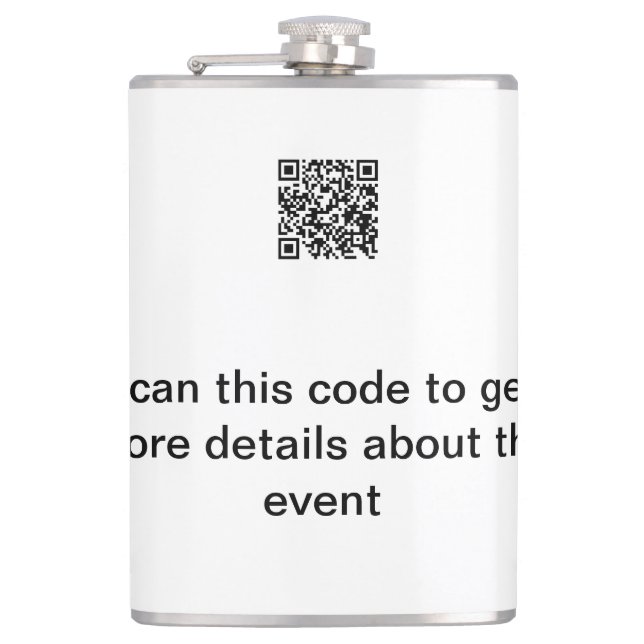 Simple Q R code scan business event template atext Hip Flask (Front)