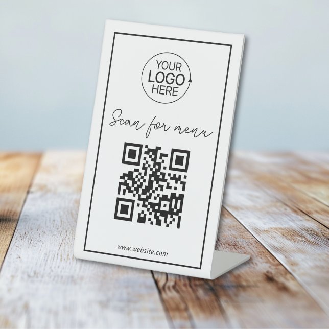 Simple QR Code Add Logo Contactless Menu Script Pedestal Sign (Simple QR Code Add Logo Contactless Menu Script Pedestal Sign)