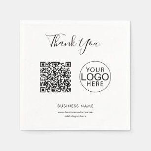 Simple QR Code and Business Logo Thank You Paper Napkin