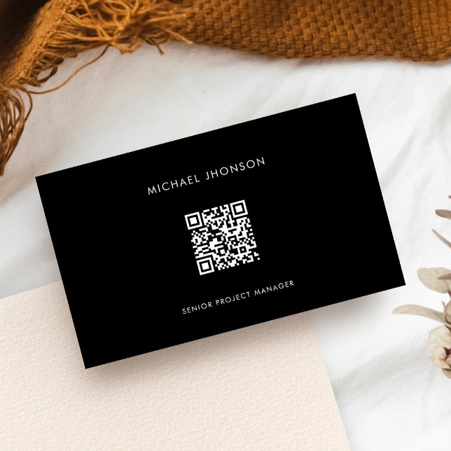 Simple QR Code Black & White Online Professional Business Card (Creator Uploaded)