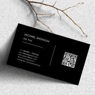 Simple Qr Code Black & White Social Media Logo Business Card