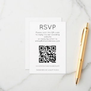 Simple QR Code Black White Wedding RSVP Enclosure