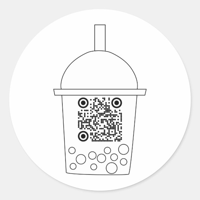 Simple QR Code Boba Tea Sticker  (Front)