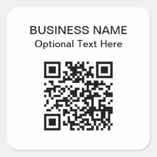 Simple QR Code   Business Name  Square Sticker