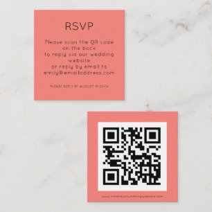 Simple QR Code Coral Rose Wedding RSVP Enclosure