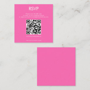 Simple QR Code Hot Pink Wedding RSVP Enclosure Card
