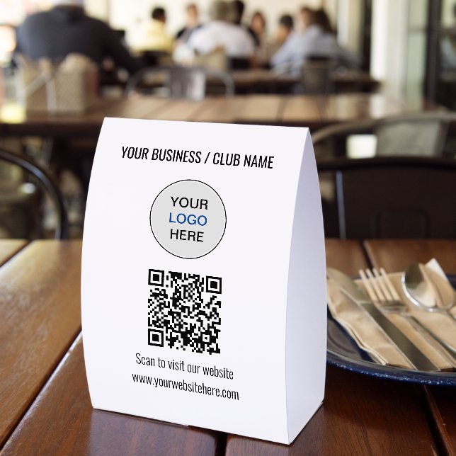 Simple QR Code Logo Website Paper Table Tent (Insitu(Restaurant))