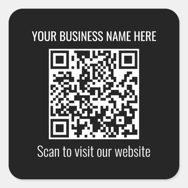 Simple QR Code Modern Black Square Sticker (Front)