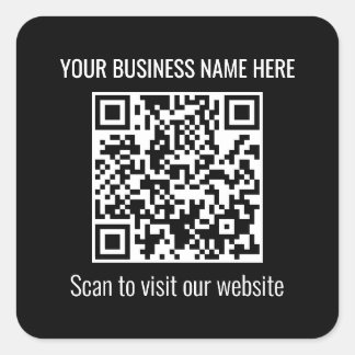 Simple QR Code Modern Black Square Sticker