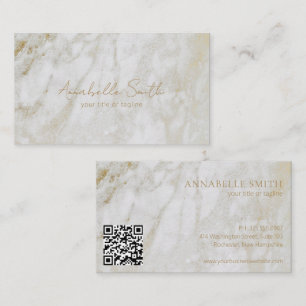 Simple QR Code Modern Elegant Gold Marble Business Card