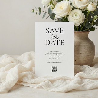 Simple QR Code Photo Wedding Save The Date
