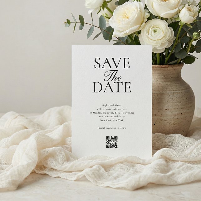 Simple QR Code Photo Wedding Save The Date (Creator Uploaded)