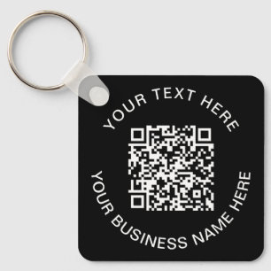 Simple QR Code Promotional Black Key Ring