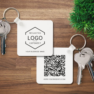 Simple QR Code Website Business Logo Square Key Ring