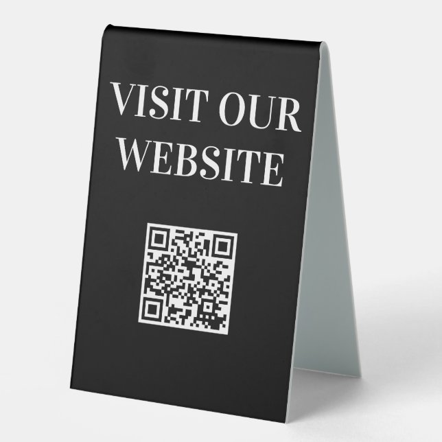 Simple QR Code Website Tent Style Desk Signs (Front)